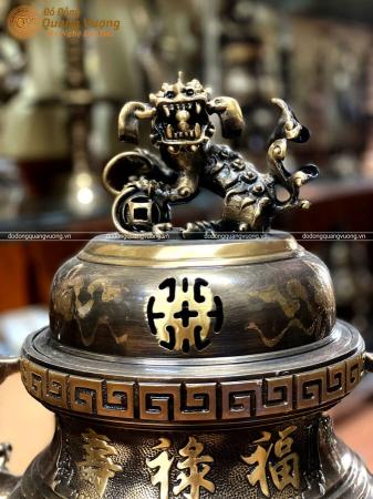 Đỉnh thờ bằng đồng chạm sòi cao 60cm