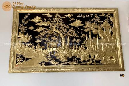 Tranh Vinh Quy Bái Tổ bằng đồng khung liền đồng cực đẹp