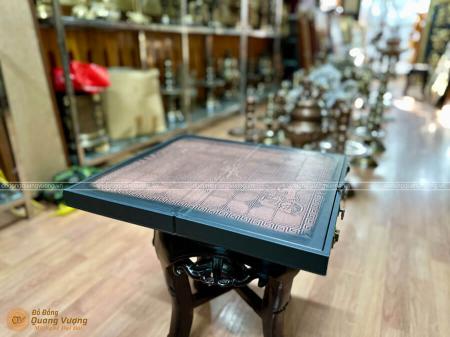 Bộ cờ tướng đồng thau đúc thủ công - bàn bọc da cao cấp