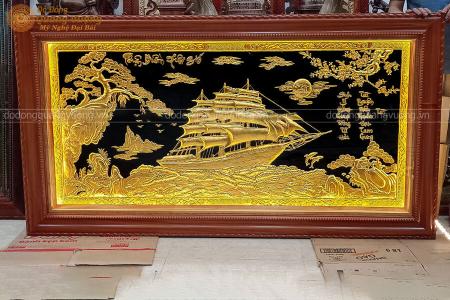 Tranh thuận buồm xuôi gió bằng đồng dát vàng ta 9999 cực đẹp
