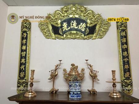 Cuốn thư câu đối bằng đồng vàng kích thước 1m76