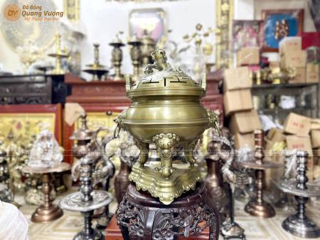 Lư Xông Trầm Tai Hổ Phù hun màu giả cổ cao 55cm