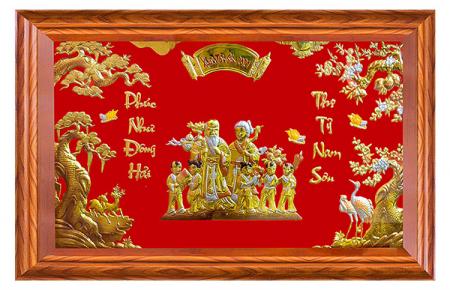 Tranh mừng thọ song cụ bằng đồng khổ 70 x 110cm