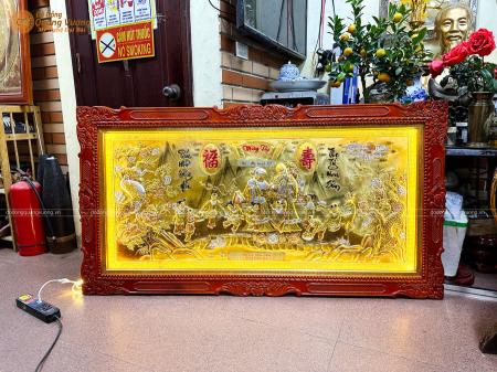 Tranh mừng thọ cha mẹ bằng đồng liền tấm kích thước 90cm x 1m70