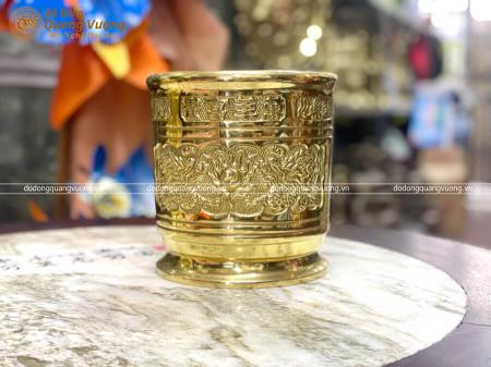 Bát hương bằng đồng chạm Rồng Phượng đường kính 16cm
