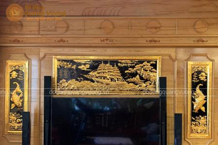 Tranh đồng thuận buồm xuôi gió thếp vàng 9999 