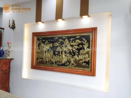 Tranh vinh quy bái tổ bằng đồng 2m1 x 1m6 