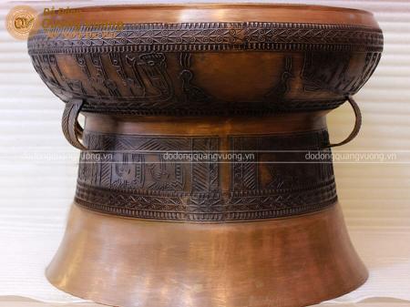 Trống đồng Đông Sơn đường kính 50cm màu trầm giả cổ 