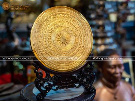 Mặt trống đồng Đông Sơn quà tặng đường kính 27cm mạ vàng 9999