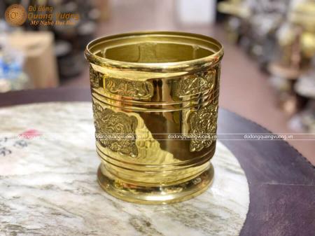 Bát hương bằng đồng chạm Rồng Phượng đường kính 16cm