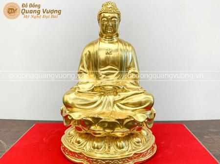 Tượng Phật A Di Đà bằng đồng thếp vàng 9999 cao 25cm