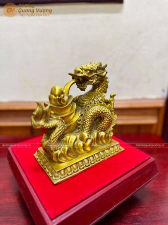 Tượng rồng nhả ngọc bằng đồng cao 18cm 