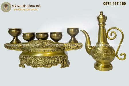 Bộ ngai chén thờ bằng đồng hun giả cổ