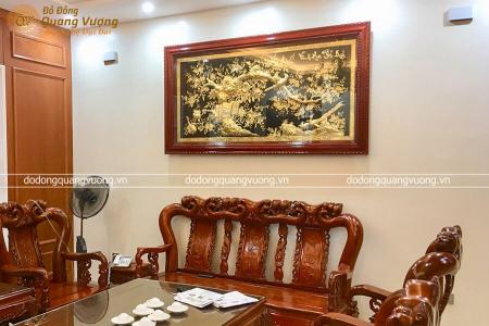 Tranh vinh hoa phú quý bằng đồng mạ vàng ta 9999
