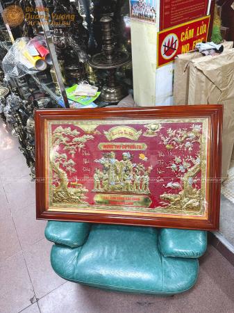 Tranh mừng thọ ông bà bằng đồng vàng liền tấm kích thước 70cm x 1m1 