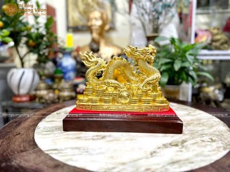 Tượng đồng phong thủy tuổi Thìn mạ vàng 24k cao 15cm 