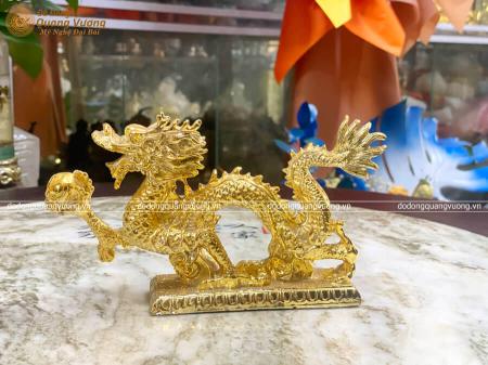 Tượng Rồng phong thủy bằng đồng mạ vàng 24k cao 10cm