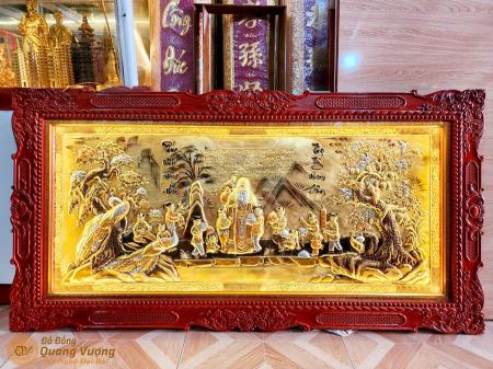 Tranh chúc thọ cụ ông đồng liền tấm phay xước kích thước 80cm x 1m55