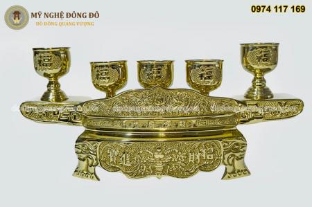 Bộ ngai chén đồng vàng bóng