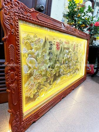 Tranh mừng thọ cha mẹ bằng đồng liền tấm kích thước 90cm x 1m70