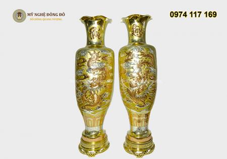 Đôi lọ lộc bình khảm rồng phượng