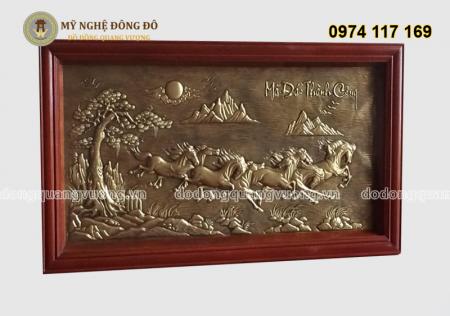 Tranh mã đáo thành công bằng đồng đỏ 50cm x 75cm