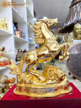 Tượng phong thủy tuổi Ngọ bằng đồng mạ vàng 24k cao 20cm