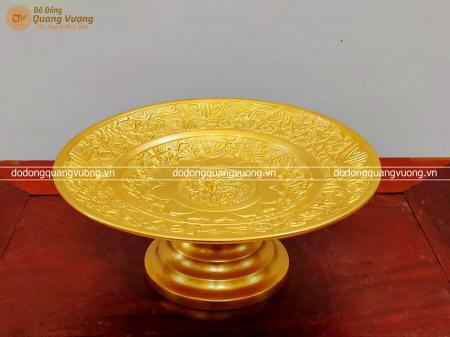 Mâm bồng chữ Phúc bằng đồng đường kính 30cm dát vàng 9999