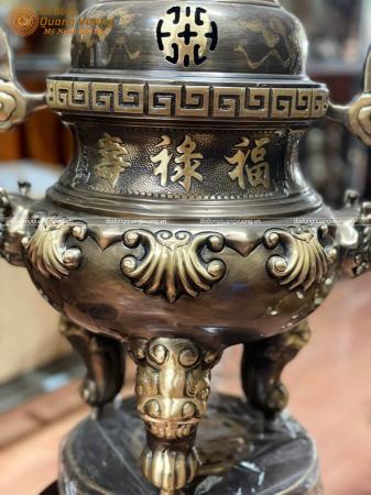 Đỉnh thờ bằng đồng chạm sòi cao 60cm