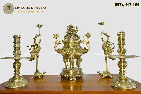 Bộ ngũ sự đỉnh đồng song long chầu nguyệt phật mờ