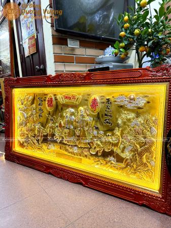 Tranh mừng thọ cha mẹ bằng đồng liền tấm kích thước 90cm x 1m70