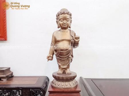 Tượng Phật Thích Ca Đản Sinh bằng đồng đỏ cao 84cm