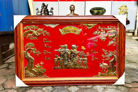 Tranh mừng thọ bằng đồng 70cm x 1m mẫu tranh mới nhất 2024