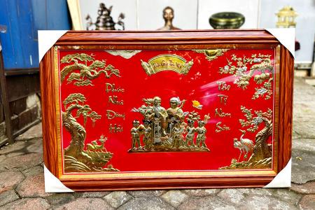 Tranh mừng thọ bằng đồng 70cm x 1m1 Xuân Giáp Thìn 2024