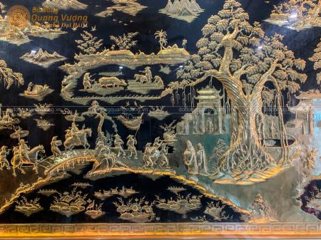 Tranh Vinh Quy Bái Tổ bằng đồng được dát vàng ta 9999 cực độc đáo