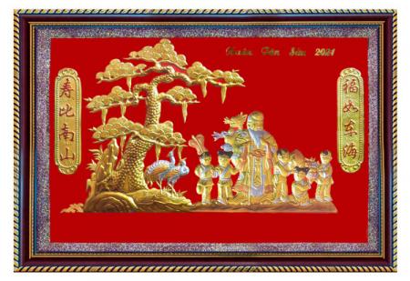 Tranh mừng thọ cụ ông bằng đồng xuân 2021