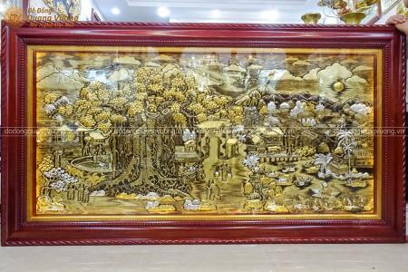 Tranh đồng quê bằng đồng hàng thúc nổi thủ công 2m39 x 1m2 cực độc đáo