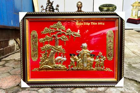 Tranh mừng thọ bằng đồng 60cm x 80cm Xuân Giáp Thìn 2024