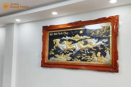 Tranh bát mã bằng đồng mạ vàng bạc cực độc đáo 