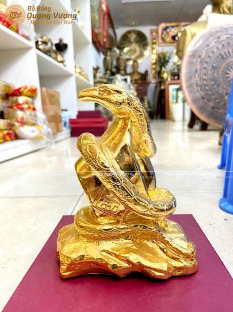 Tượng phong thủy bằng đồng tuổi mạ vàng 24k cao 25cm