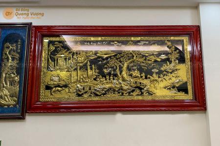 Tranh Vinh Quy Bái Tổ bằng đồng được mạ vàng 24k cực đẹp