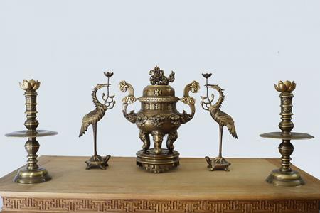 Bộ Ngũ Sự Đồng Vàng Hun Chạm Dơi Phúc Ngậm Trái Đào