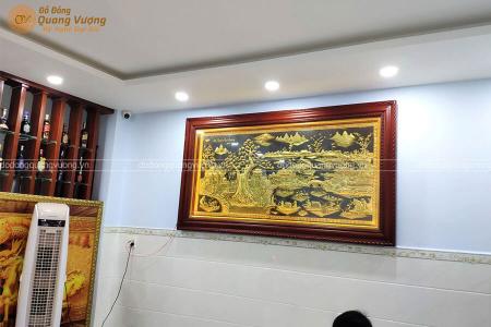 Tranh cội nguồn quê hương bằng đồng 2m32 x 1m27 phủ bóng 24k