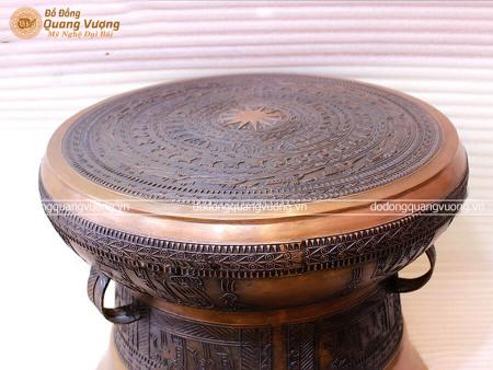 Trống đồng Đông Sơn đường kính 50cm màu trầm giả cổ 