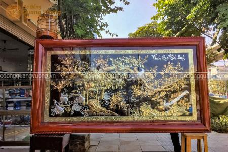 Tranh vinh hoa phú quý bằng đồng hàng thúc nổi thủ công cực đẹp