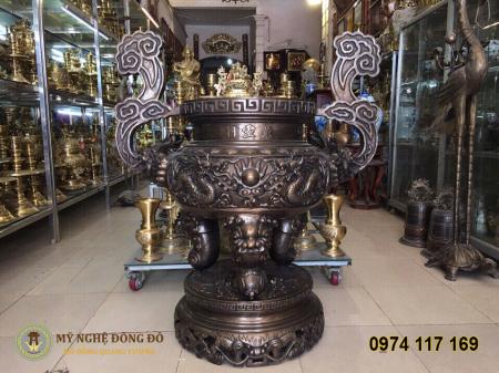 Lư thắp hương bằng đồng để ngoài trời cao 1m50