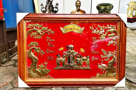 Tranh mừng thọ bằng đồng 70cm x 1m1 Xuân Giáp Thìn 2024