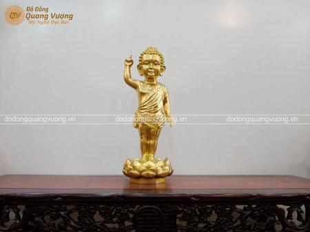 Tượng Phật Thích Ca Đản Sinh bằng đồng catut cao 45cm 