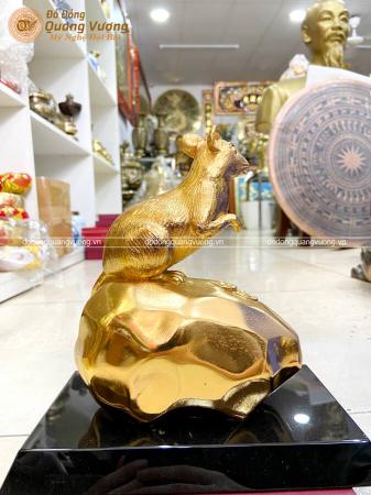 Tượng phong thủy tuổi Tý bằng đồng mạ vàng 24k cao 18cm