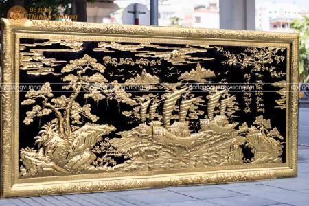 Tranh đồng thuận buồm xuôi gió mạ vàng 9999 khung liền đồng cực đẹp